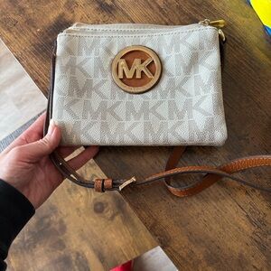 USED Michael Kors Canvas MK Crossbody  (some scratches&stains)